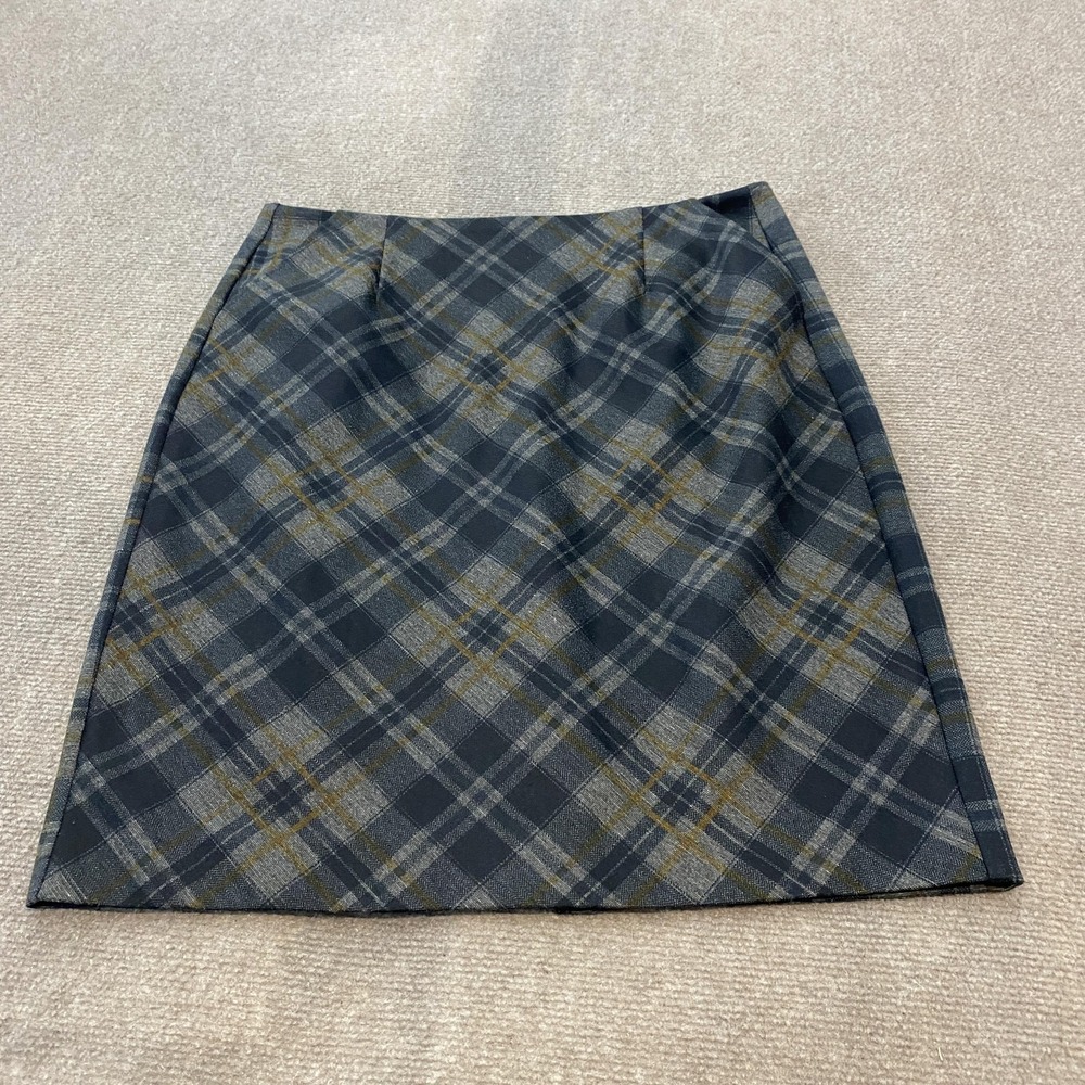 CAbi Plaid Pencil Skirt in Navy and Olive